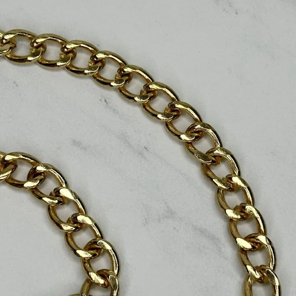 Cream Woven Gold Tone Metal Chain Link Belt One Size ✨
